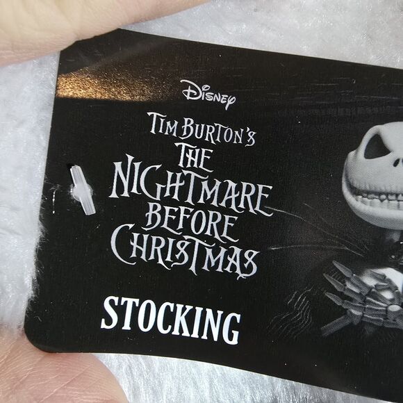Nightmare Before Christmas White  furry top  Christmas Stocking 15 inch Ruz new - Picture 5 of 5